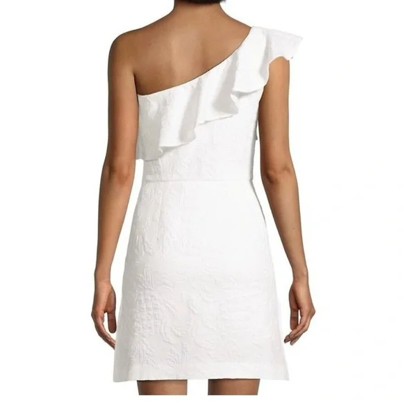 Lilly Pulitzer White Pineapple Pucker Jacquard romper Sz 12 NWT One shoulder - Picture 4 of 6